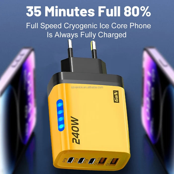 240W GaN Charger Adapter 5 Port PD USB Fast Charger 240W