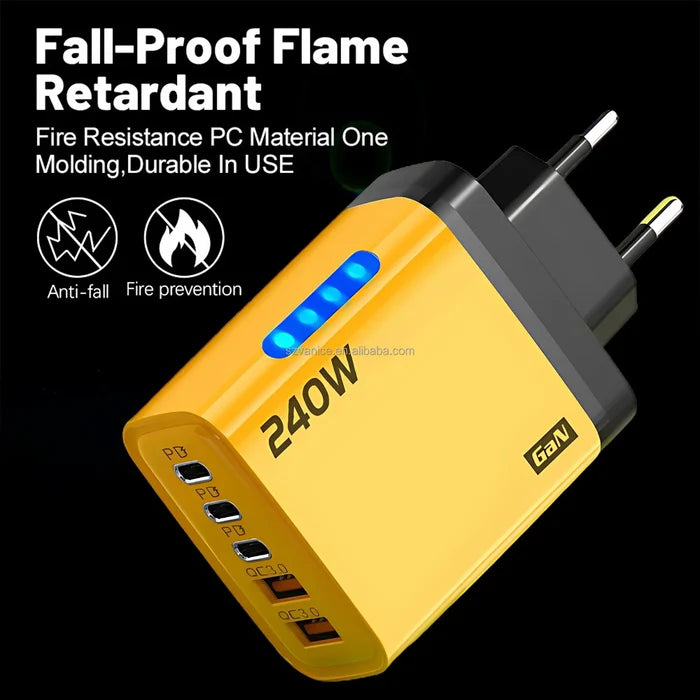 240W GaN Charger Adapter 5 Port PD USB Fast Charger 240W