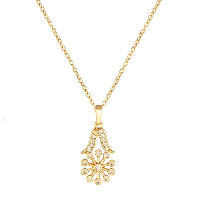 24K Gold Plated Zircon Flower Jewelry Set