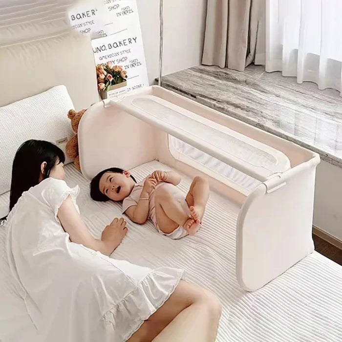 3-in-1 Breathable Mesh Anti-reflex Height-adjustable Baby Bassinet Bedside Sleeper Crib Drop Side