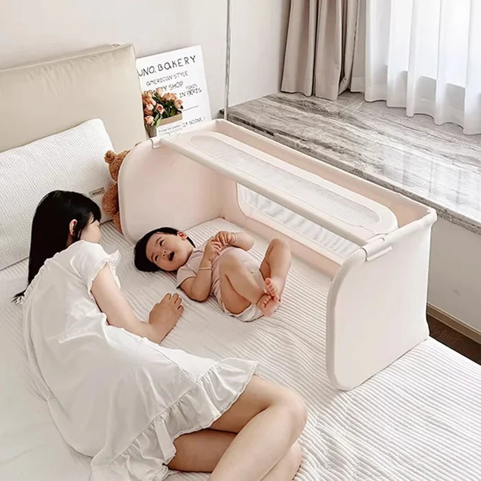 3-in-1 Breathable Mesh Anti-reflex Height-adjustable Baby Bassinet Bedside Sleeper Crib Drop Side