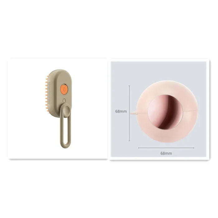 Pet grooming brush with soft bristles and ergonomic handle, 68mm diameter for gentle dog or cat care