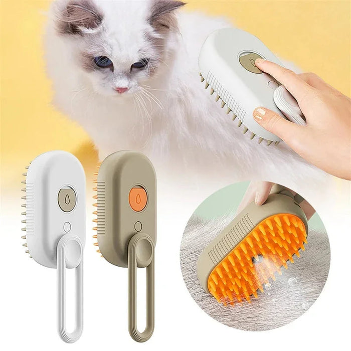 Electric pet grooming brush for cats and dogs, gentle deshedding tool with soft bristles