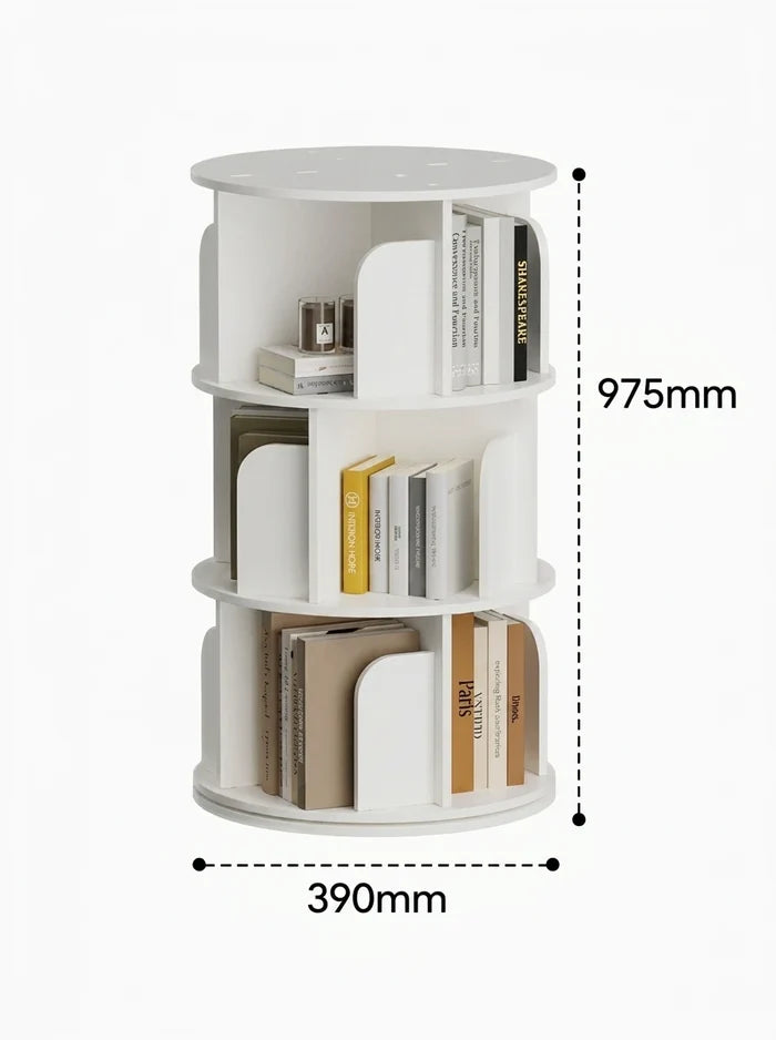 360-degree Rotating Corner Bookshelf With 8 Shelves Modern Freestanding Design
