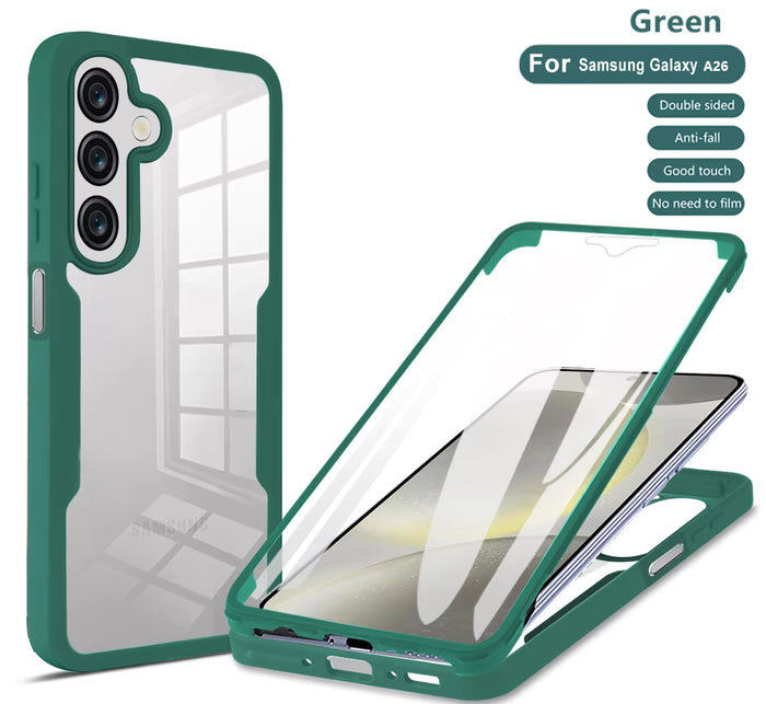 360° Full Protection Front & Back Phone Case for Samsung – Shockproof Transparent Cover