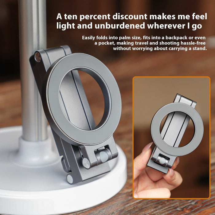 360° Rotatable Aluminum Alloy Magnetic Tripod Stand for MagSafe Phones Car Mount & Live Streaming Holder