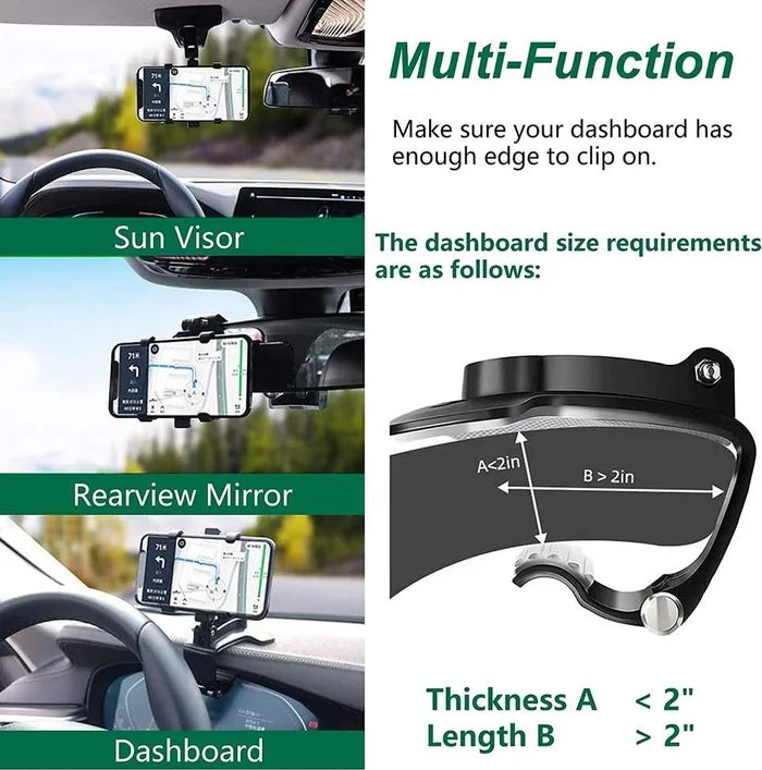 360° Rotating Car Phone Holder - Multifunctional Mount
