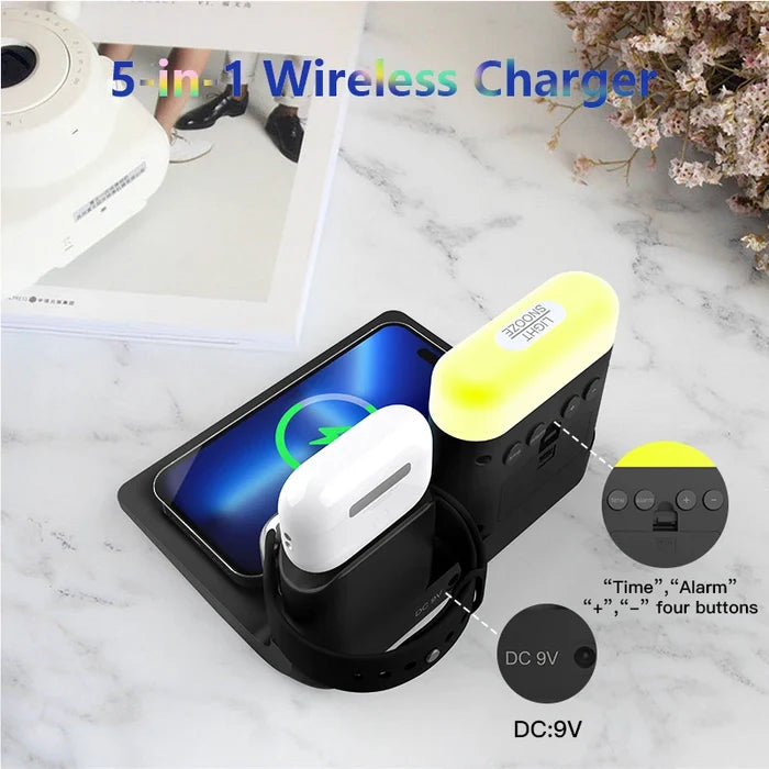 5-in-1 Multifunctional LED Light Electric Phone Charging Station