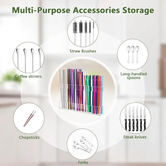 Acrylic Straw Holder for Cabinet Door Reusable Tumbler Straw