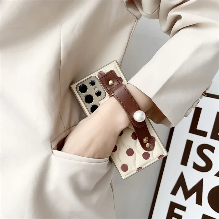 Adjustable Wristband With Pattern Artificial Leather Phone Cases for Samsung