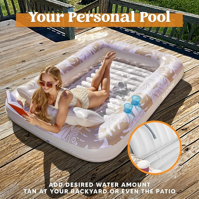 Adult PVC Inflatable Pool Lounger Float Comfortable Ride-on for