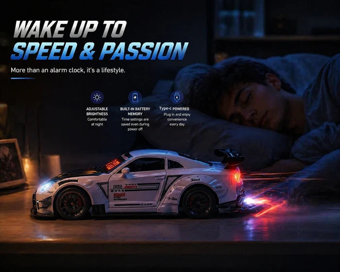 Alarm Clock White/Black Realistic Engine and Light Effects Home Daily