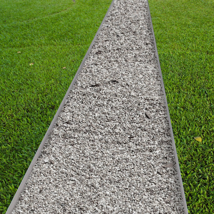 Aluminum Edging System, gravel walkway and grass field