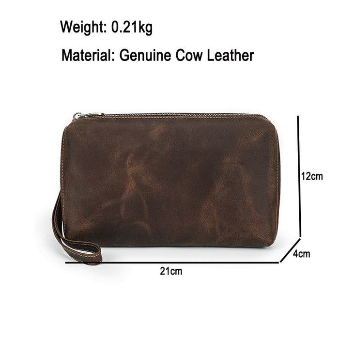 AndoBag Men’s Genuine Cow Leather Clutch Bag – RFID Blocking Long Wallet & Travel Wrist Purse