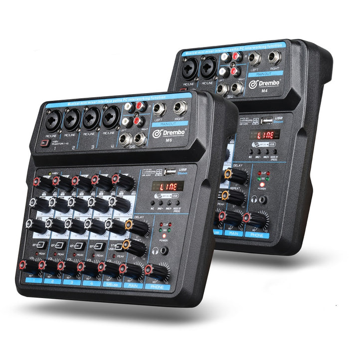 Audio Mixer D Debra Audio 4/6-Channel DJ Mixer Console with MP3 USB Bluetooth, Sound Mixing Board for Live, Wedding, Party, Recording Broadcast