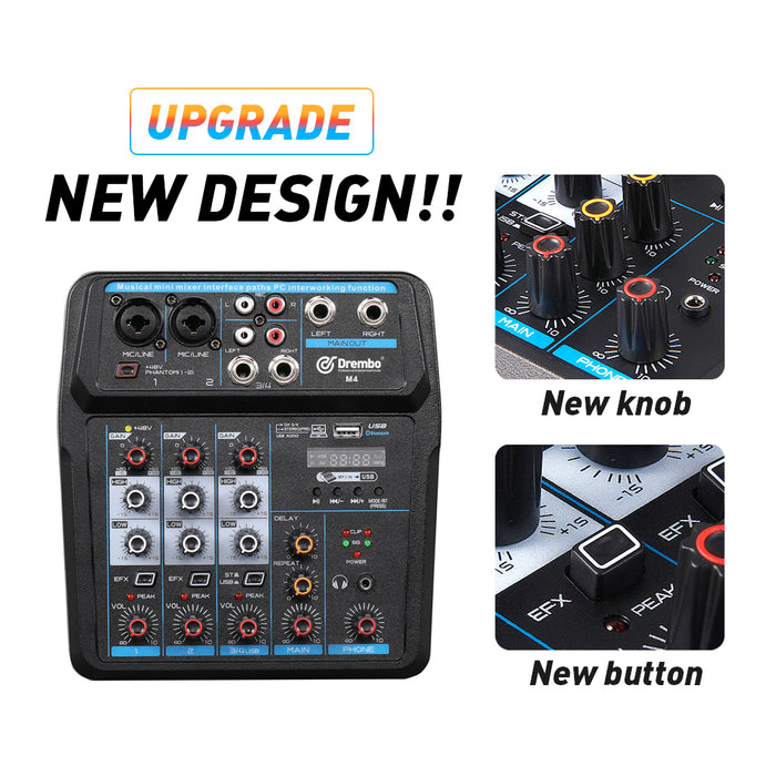 Audio Mixer D Debra Audio 4/6-Channel DJ Mixer Console with MP3 USB Bluetooth, Sound Mixing Board for Live, Wedding, Party, Recording Broadcast
