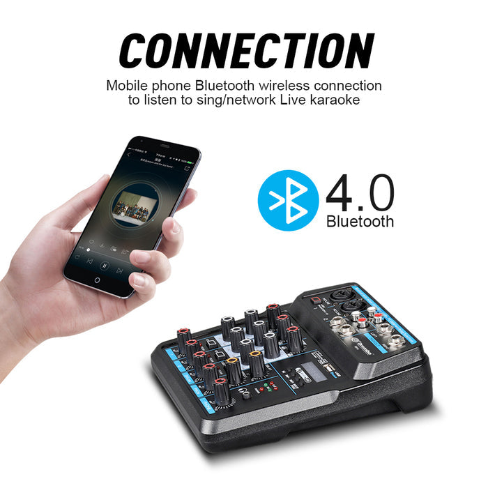 Audio Mixer D Debra Audio 4/6-Channel DJ Mixer Console with MP3 USB Bluetooth, Sound Mixing Board for Live, Wedding, Party, Recording Broadcast