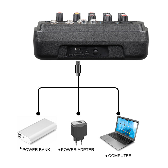 Audio Mixer D Debra Audio 4/6-Channel DJ Mixer Console with MP3 USB Bluetooth, Sound Mixing Board for Live, Wedding, Party, Recording Broadcast