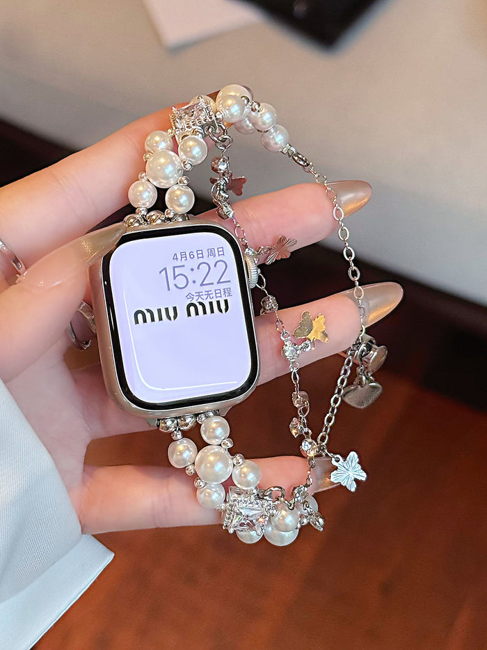 Aurélia Sunflower Pearl Diamond Stainless Steel Band for Apple Watch