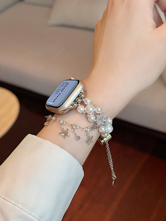 Aurélia Sunflower Pearl Diamond Stainless Steel Band for Apple Watch