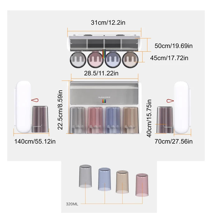 Automatic Toothpaste Dispenser Set with 8 Brush Slots
