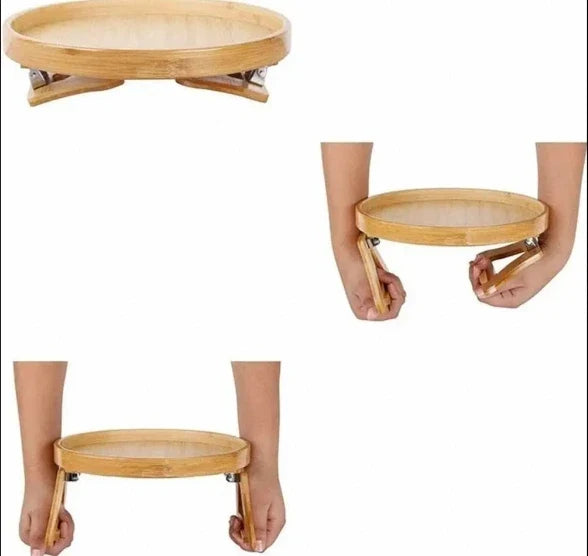 Bamboo Armrest Clip Side Table