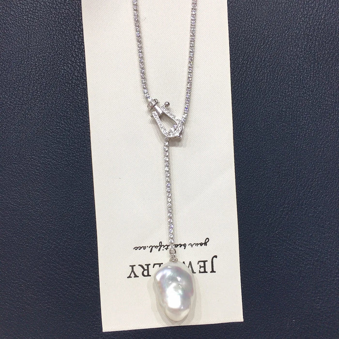 Baroque Freshwater Pearl Necklace with Zircon