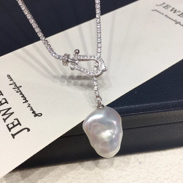 Baroque Freshwater Pearl Necklace with Zircon