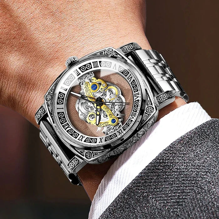 BINBOND Retro Carved Quartz Luxury Luminous Watch