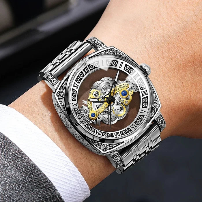 BINBOND Retro Carved Quartz Luxury Luminous Watch