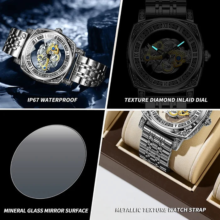 BINBOND Retro Carved Quartz Luxury Luminous Watch