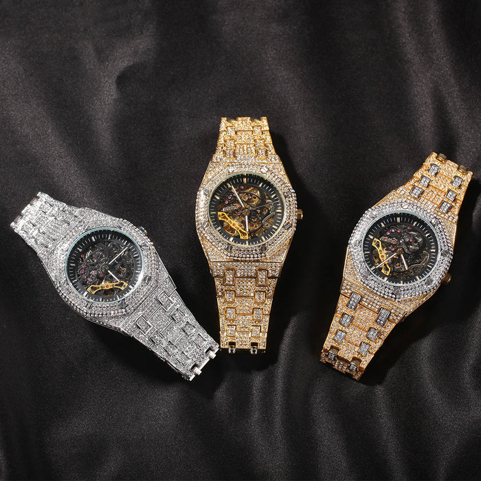 Black Gold Iced Out Mechanical Watches