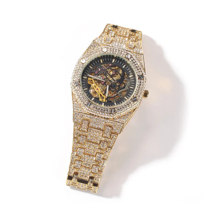 Black Gold Iced Out Mechanical Watches