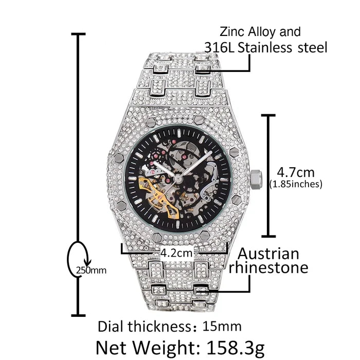 Black Gold Iced Out Mechanical Watches