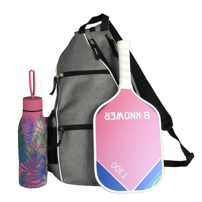 Black Women's Quilted Triangle Pickleball Backpack Crossbody Sling