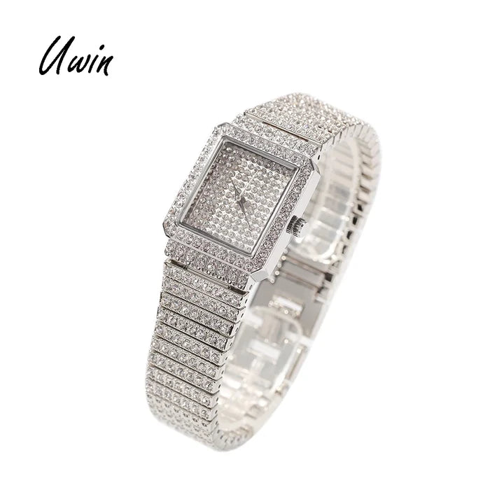Bling Iced Out Silver Gold Women's Rapper Watch