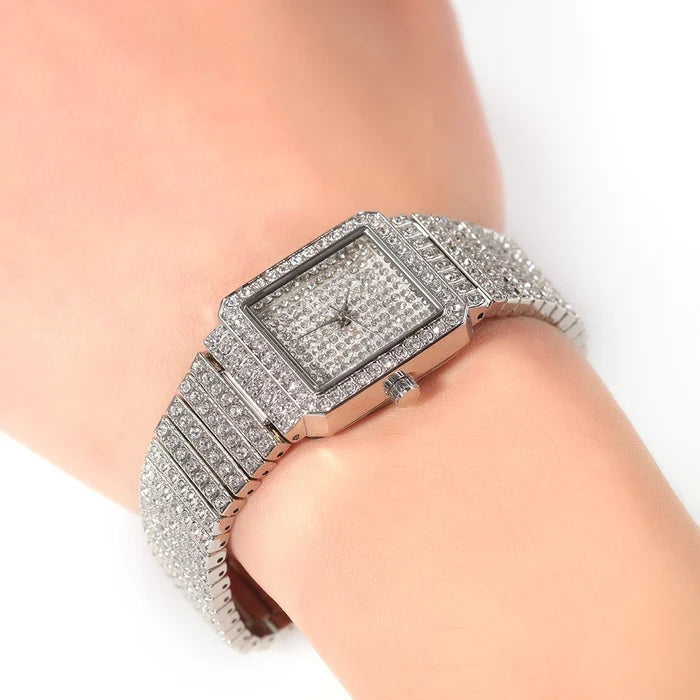 Bling Iced Out Silver Gold Women's Rapper Watch