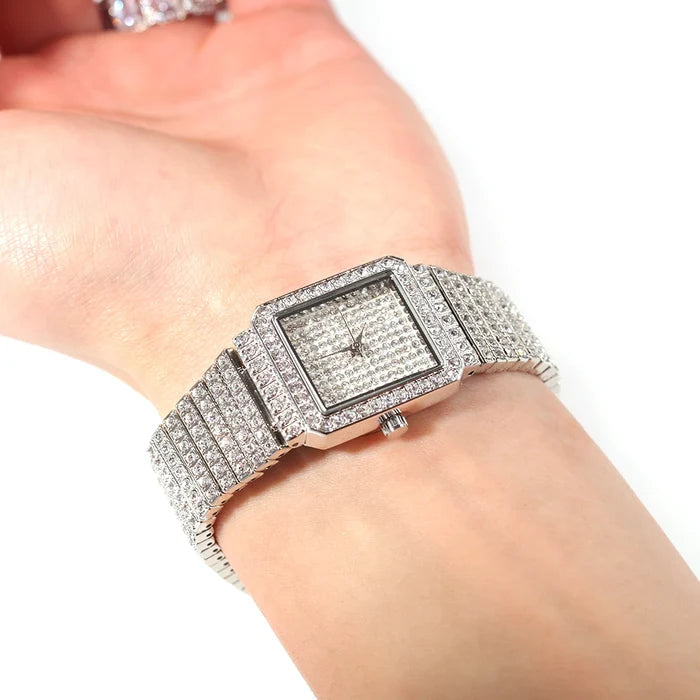 Bling Iced Out Silver Gold Women's Rapper Watch