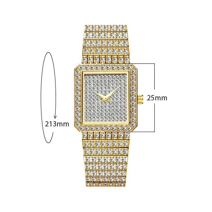 Bling Iced Out Silver Gold Women's Rapper Watch