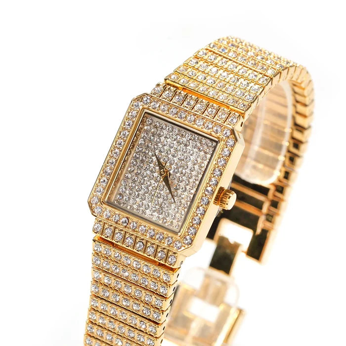 Bling Iced Out Silver Gold Women's Rapper Watch