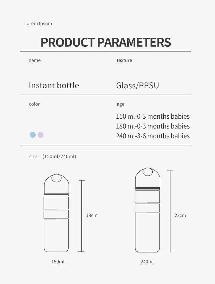 BPA-Free 240ml Glass Baby Feeding Bottle