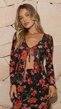 Brianna Open Tie Top - Dark Floral
