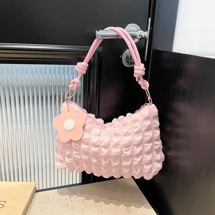 Bubble Flower Handheld Cylinder Zipper Women Bag