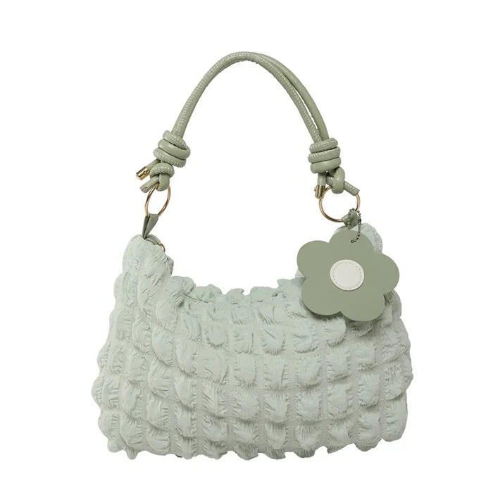 Bubble Flower Handheld Cylinder Zipper Women Bag