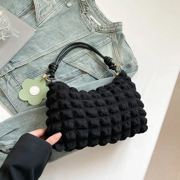 Bubble Flower Handheld Cylinder Zipper Women Bag