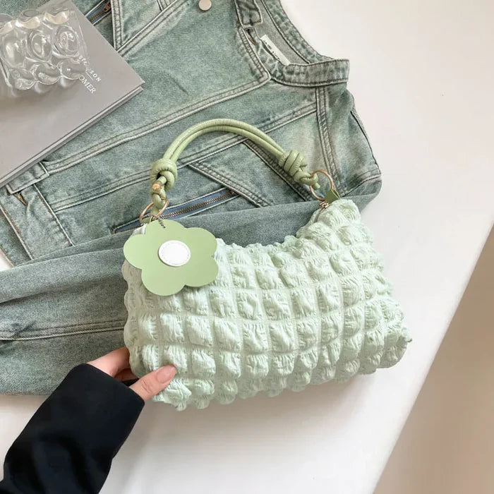 Bubble Flower Handheld Cylinder Zipper Women Bag