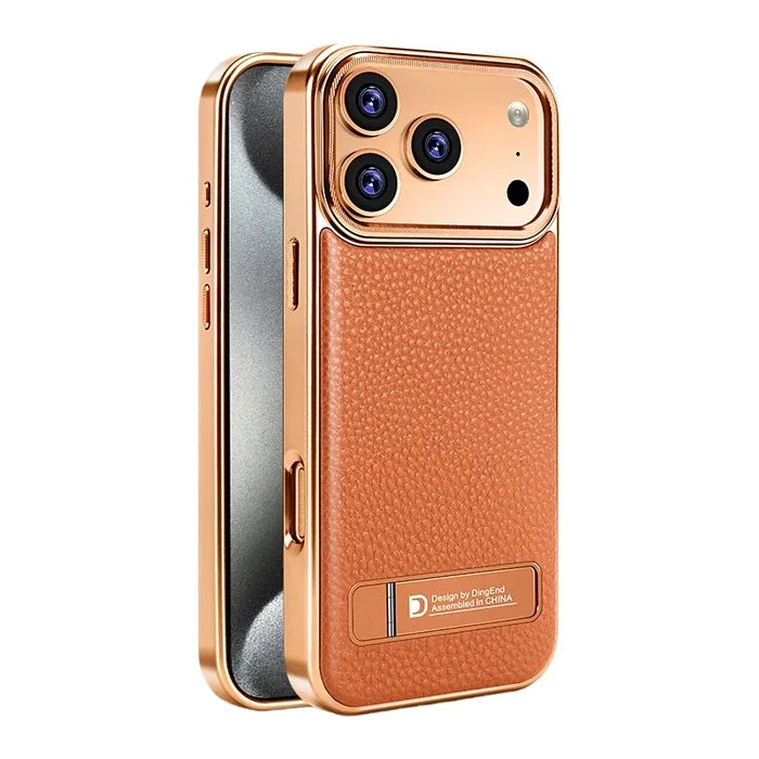 Business Electroplated PU Leather Magnetic Phone Case for iPhone
