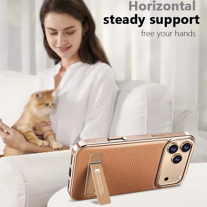 Business Electroplated PU Leather Magnetic Phone Case for iPhone