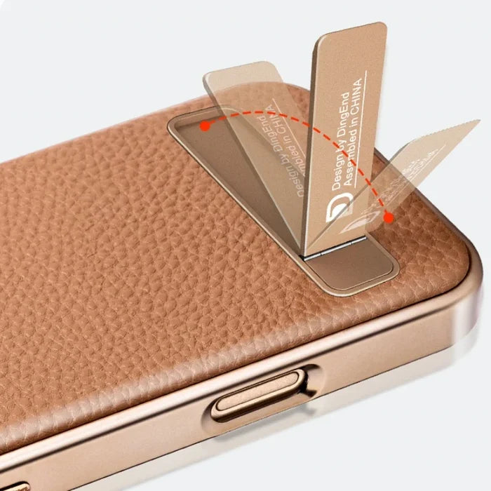 Business Electroplated PU Leather Magnetic Phone Case for iPhone