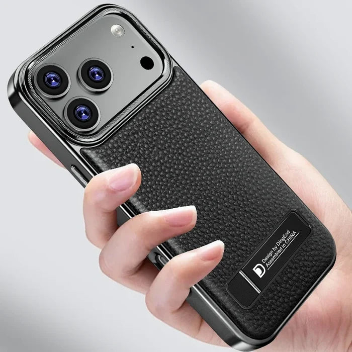 Business Electroplated PU Leather Magnetic Phone Case for iPhone